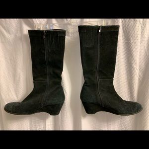 Nordstrom black brushed suede leather wedge boots sz 5